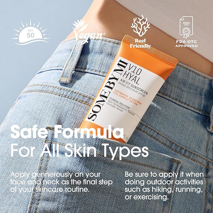 SOME BY MI V10 Hyal Air Fit Sunscreen SPF 50 – Pack of 2 – Korean Centella Sunscreen for Face with UV Protection – Non-Greasy, No White Cast, No Eye Irritation for Sensitive Skin – Korean Skin Care