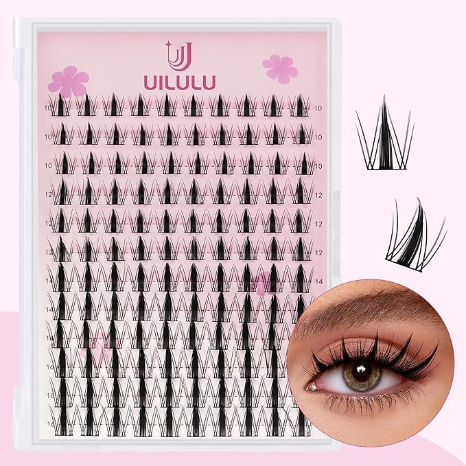 Lash Clusters Kit 10-16mm Natural Lashes Clusters D Curl False Eyelash Clusters, DIY Lash Extension Kit with Lash Bond & Seal, Lash Glue Remover, Lash Tweezers(U07 Lash Kit)